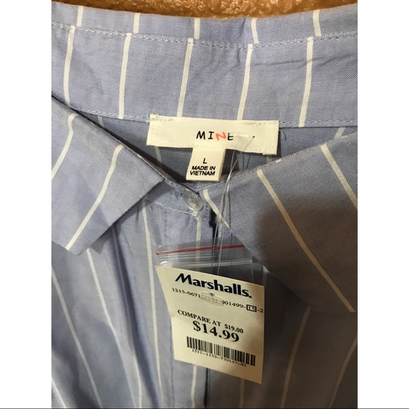 Light blue white striped long off shoulder top - Picture 5 of 5